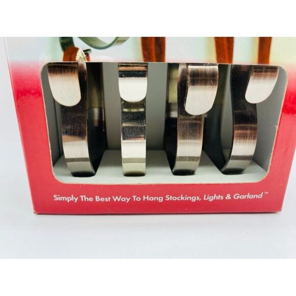 The Original MantleClip Stocking Holder 4-Pack Brushed Metal Adjustable Clips - Picture 2 of 12